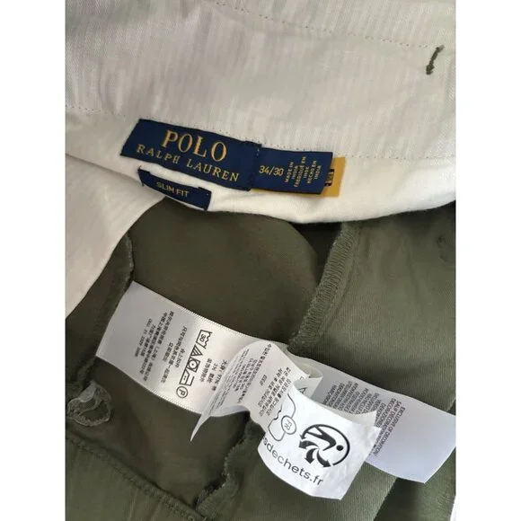 Polo Ralph Lauren Utility Cargo Pants Slim Fit Olive Green Size 34x30 Preppy NWT